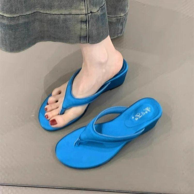 Platform Wedge Thong Sandals Product Image