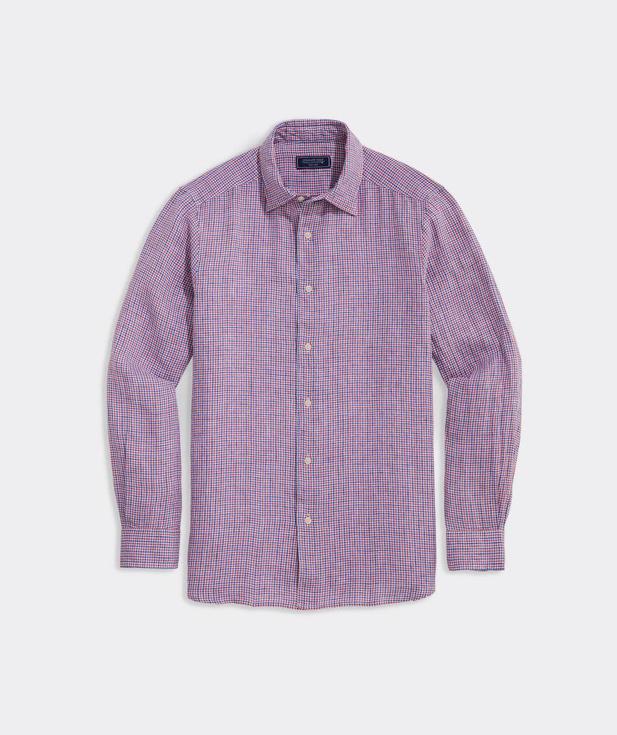 Linen Tattersall Spread Collar Shirt Product Image