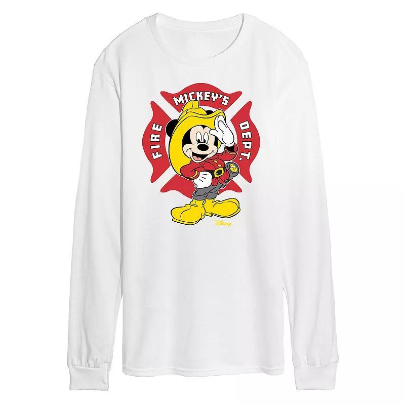 Disney's Mickey Mouse Men's Fire Dept. Badge Long Sleeve Graphic Tee,  Product Image
