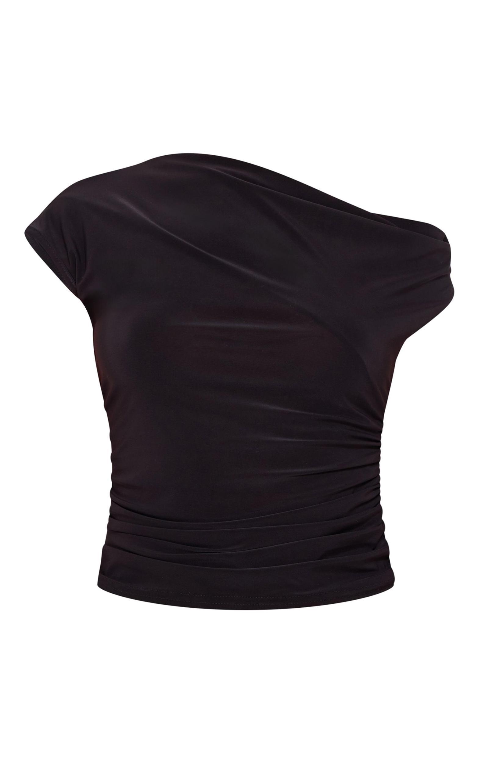 Black Slinky Backless Asymmetric Long Top Product Image