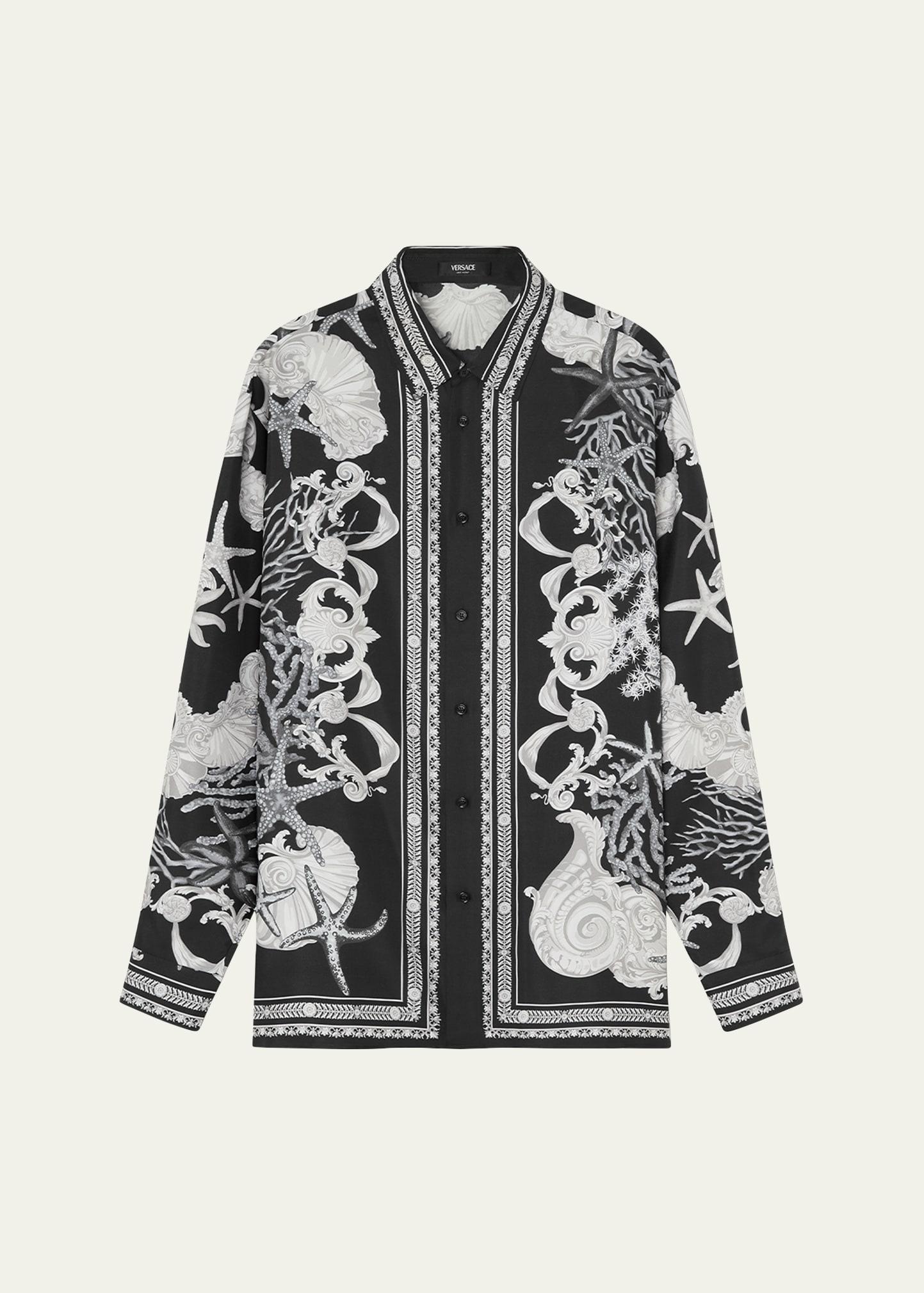 Men's Printed Silk Button-Down Shirt Product Image