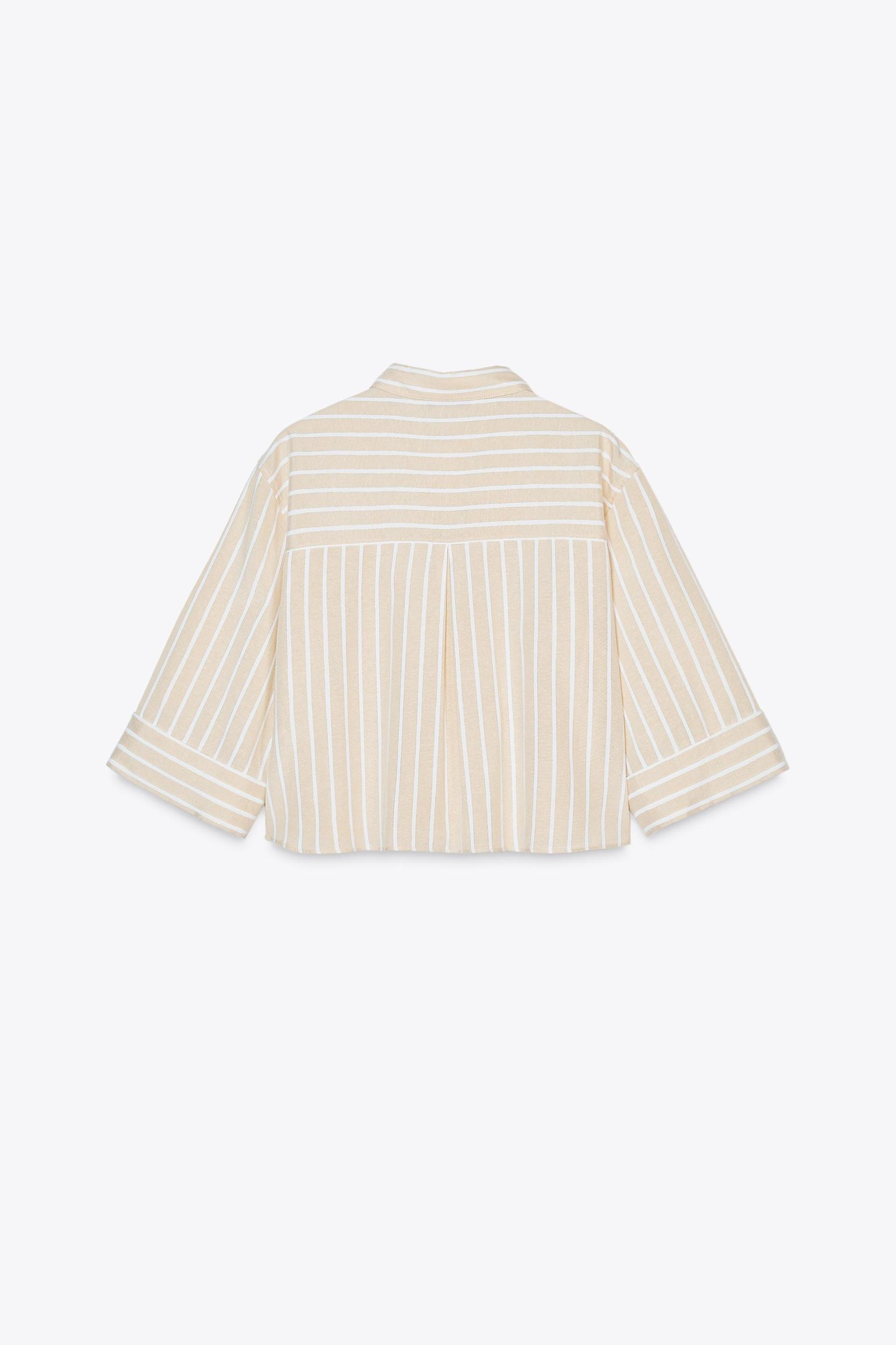 METALLIC THREAD STRIPED CROP TOP Product Image