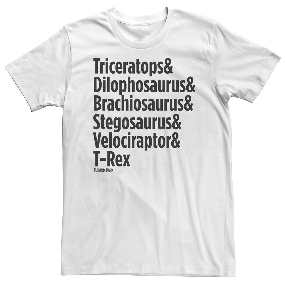 Big & Tall Jurassic Park Dinosaur Names Graphic Tee, Men's, Size: 4XLT, White Product Image