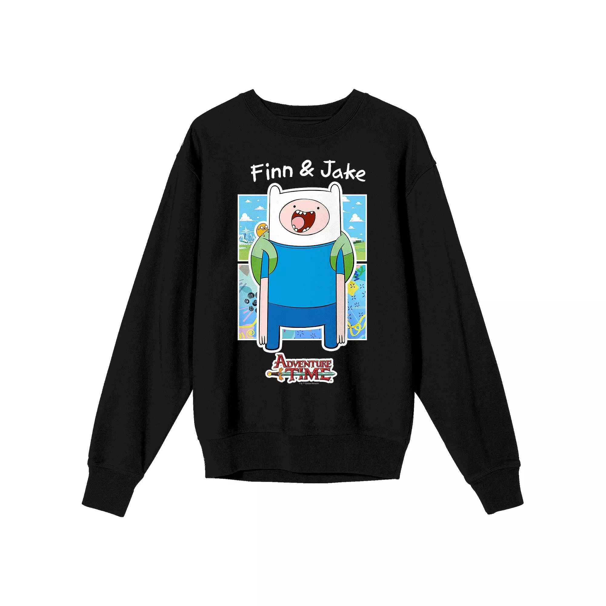 Men's Adventure Time Finn & Jake Long Sleeve Graphic Tee, Size: XXL, Black Product Image