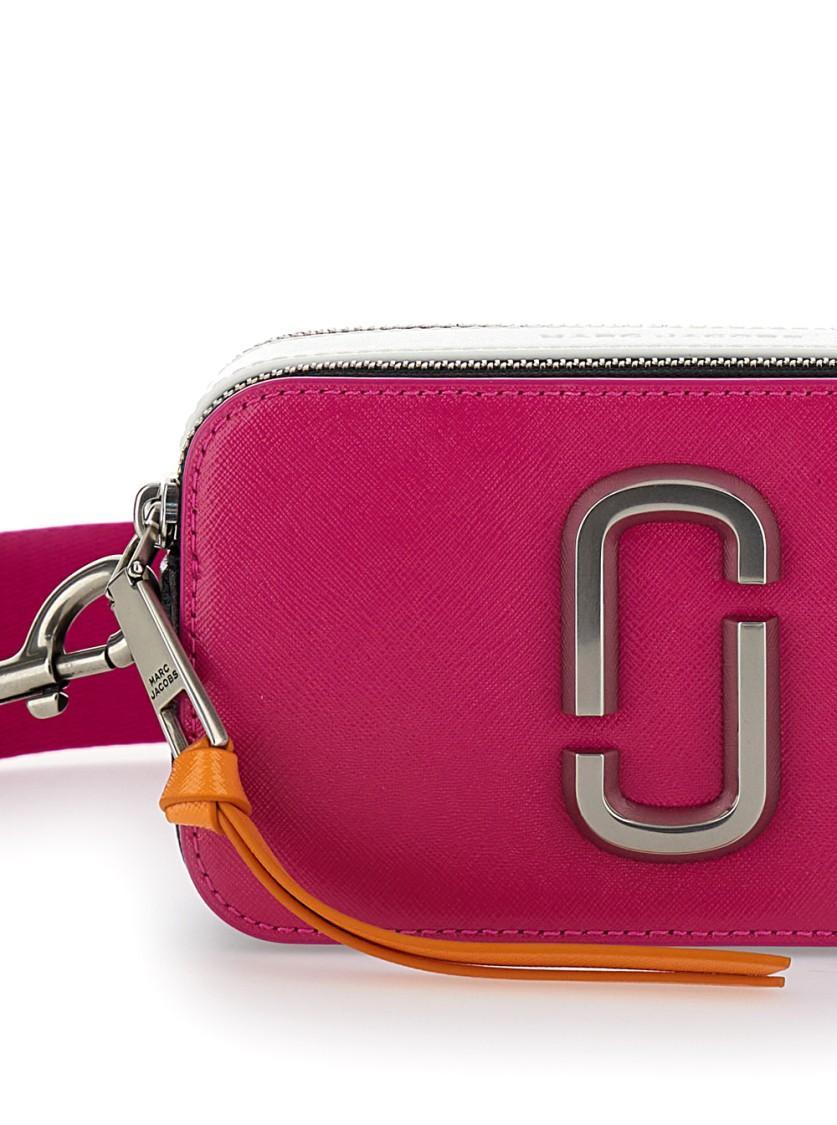 MARC JACOBS 'the Snapshot' Fuchsia Shoulder Bag With Metal Logo At The Front In Pink Product Image