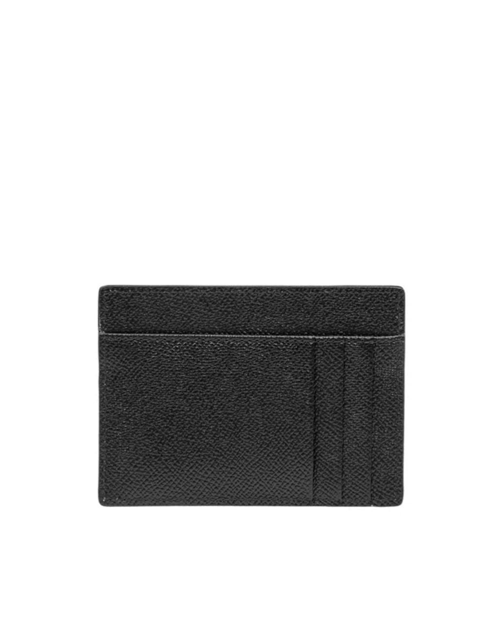 Black Dauphine Leather Card Holder Product Image