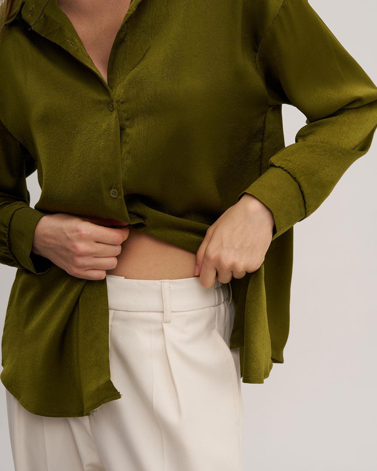 Green Button Loose Shirt Product Image
