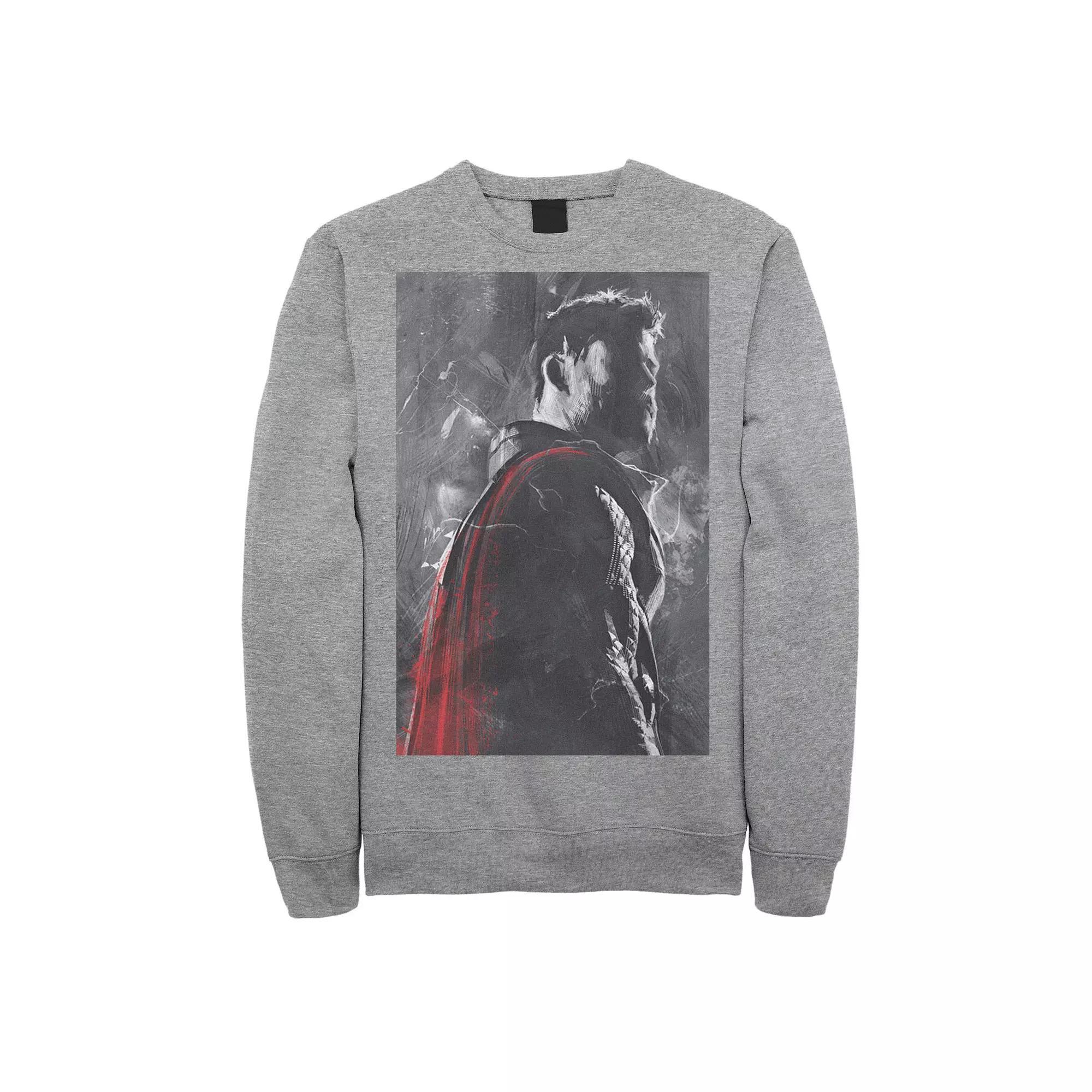 Mens Marvel Thor Color Pop Poster Sweatshirt Athletic Grey Product Image
