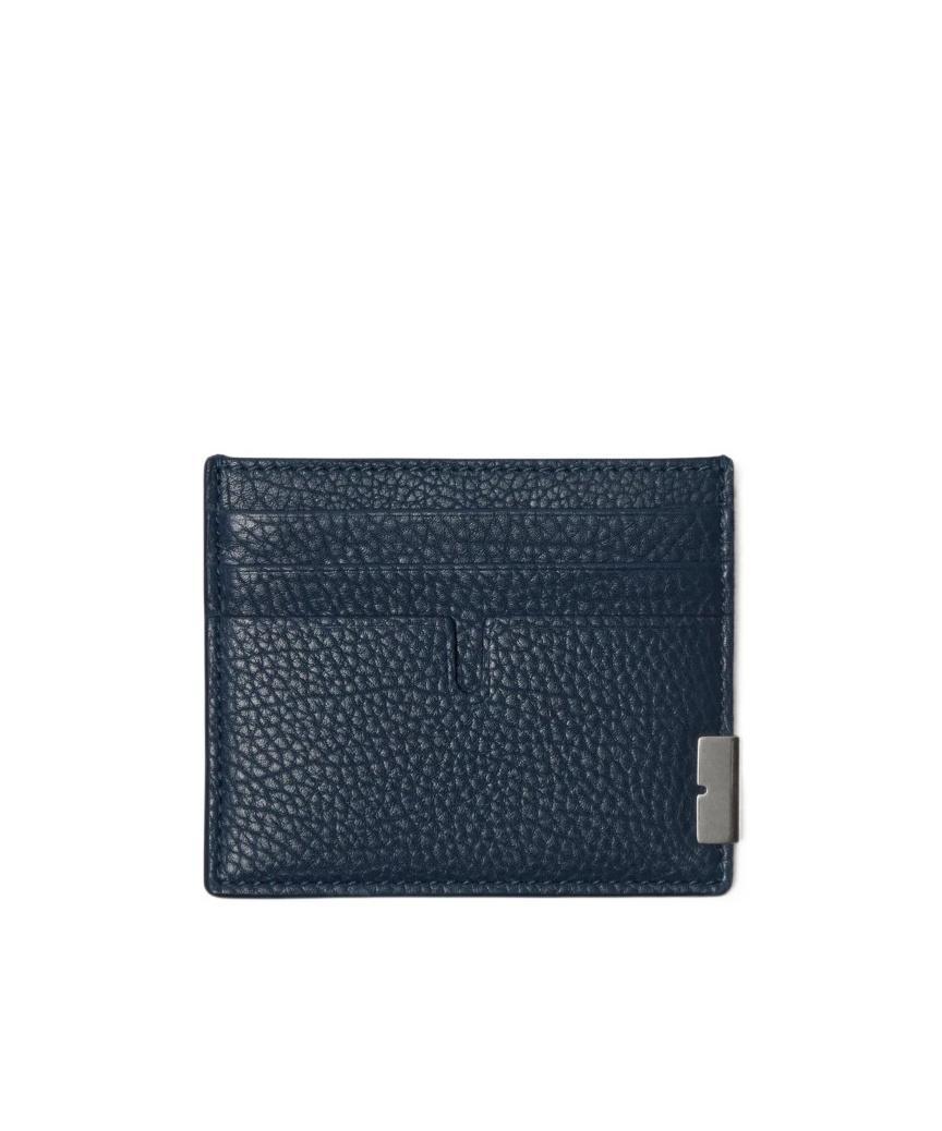 BURBERRY B-cut Leather Cardholder In Blue Product Image