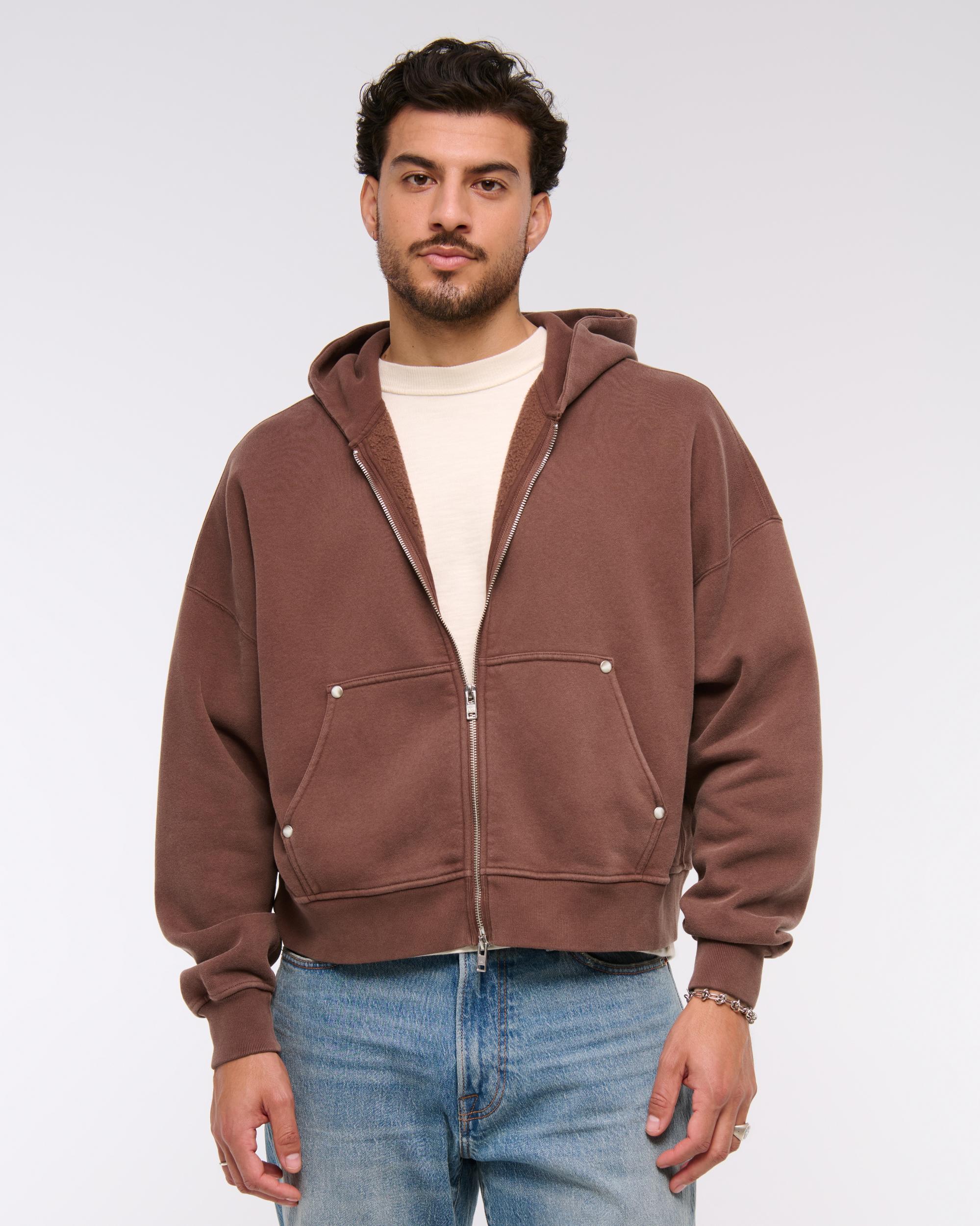 Cropped Essential Full-Zip Hoodie Product Image