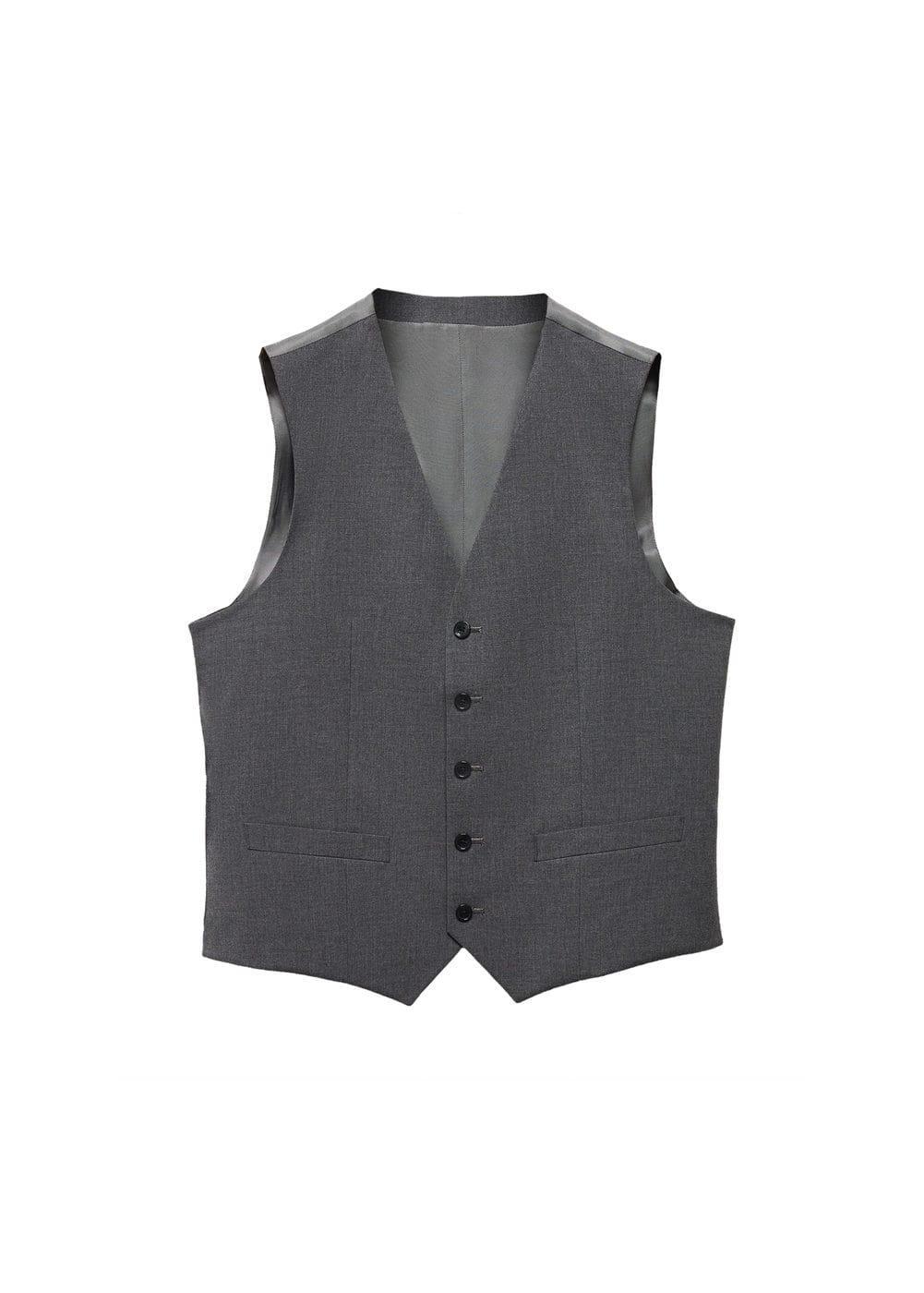 Mango Mens Slim-Fit Suit Vest - Gray Product Image