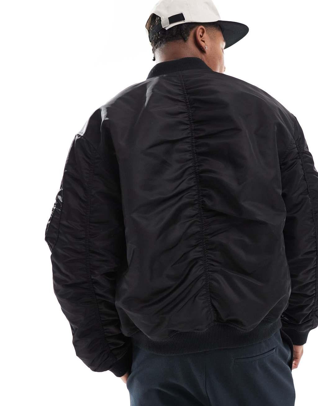 ASOS DESIGN oversized MA1 bomber jacket in black Product Image