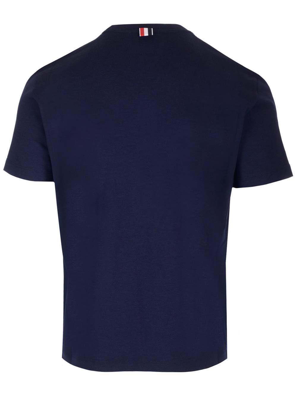 THOM BROWNE Blue 4bar T-shirt In Navy Product Image