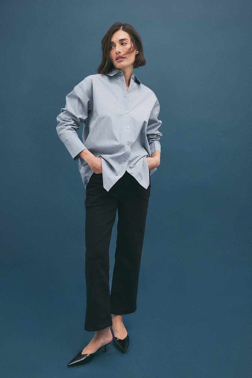 Oversized Long Sleeve Cotton Shirt Product Image