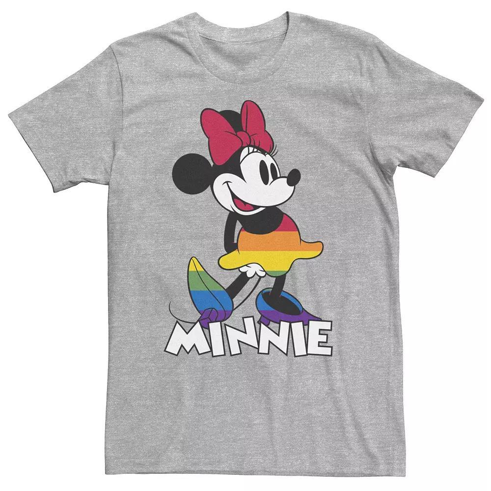 Big & Tall Disney Minnie Mouse Rainbow Striped Skirt Portrait Tee, Men's, Size: 3XL Tall, Athletic Grey Product Image