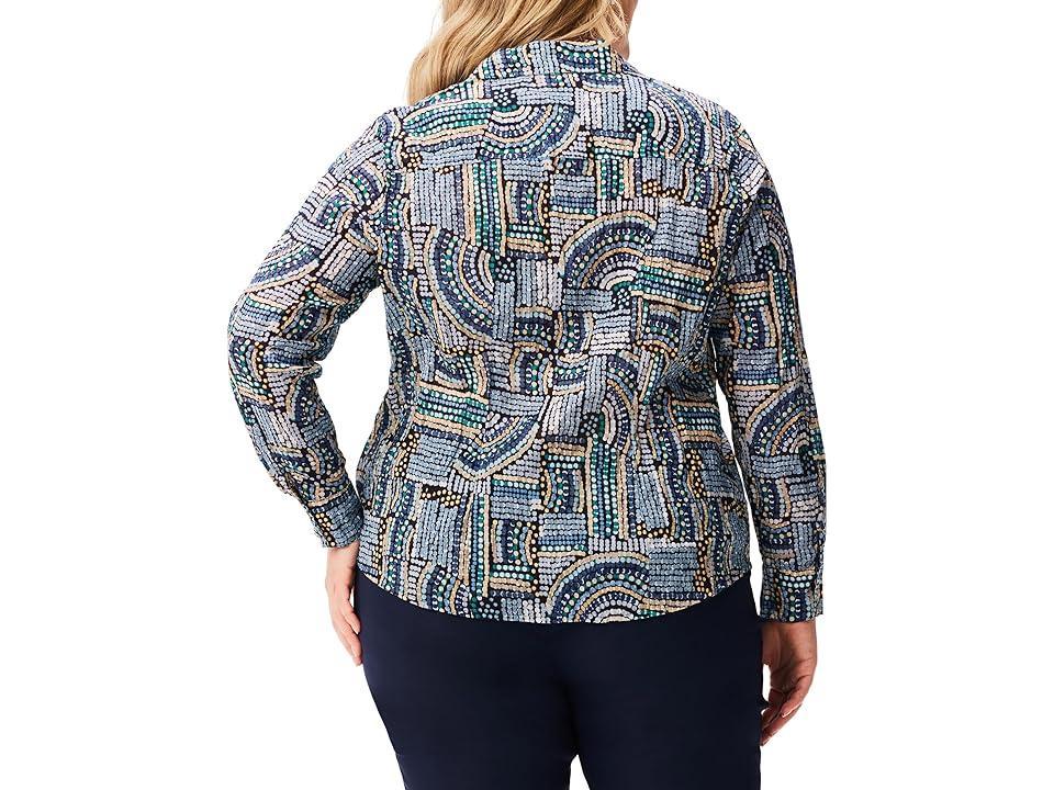 NIC+ZOE Mosaic Mix Crinkle Shirt Multi) Women's Clothing Product Image