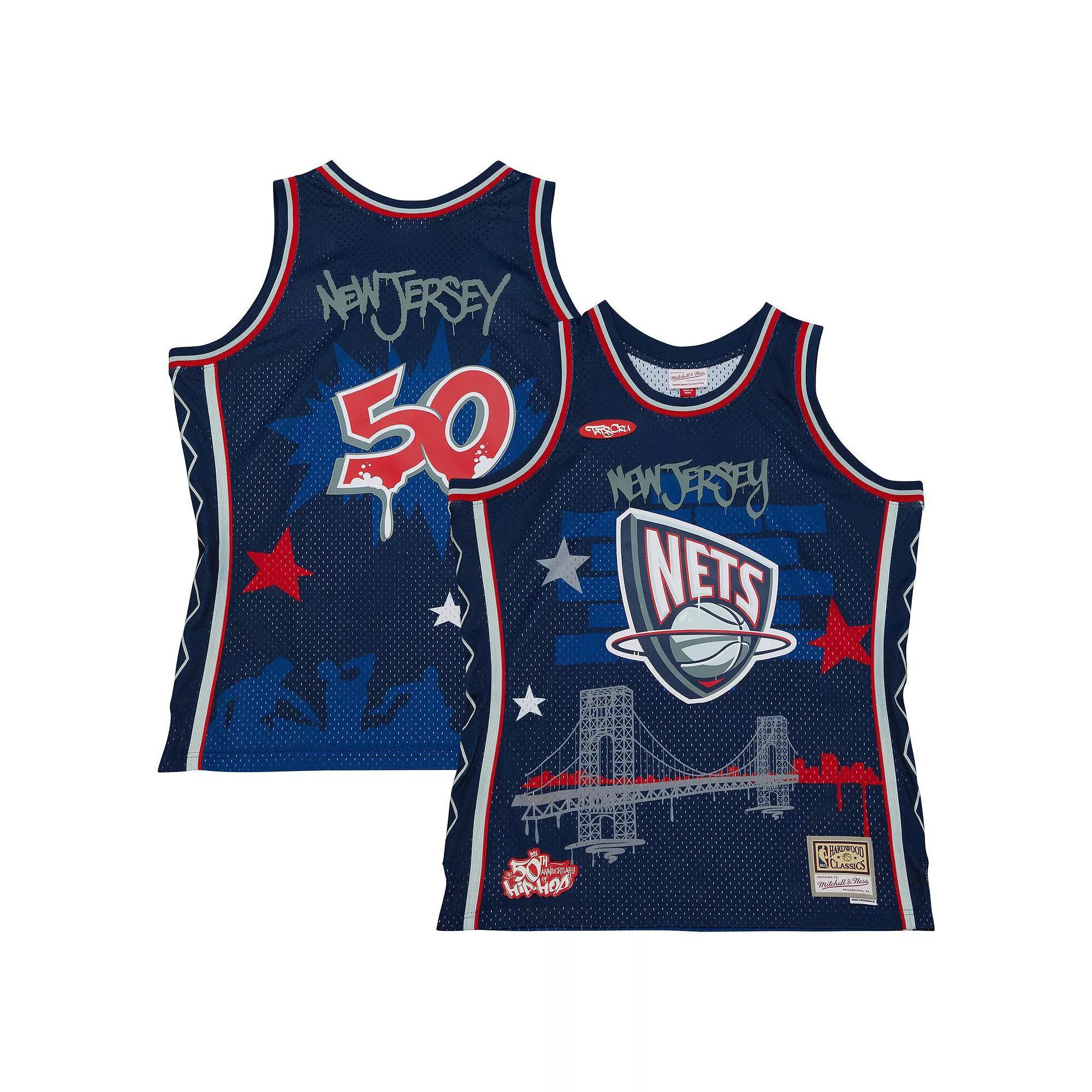 Men's Mitchell & Ness x Tats Cru Navy New Jersey Nets Hardwood Classics Fashion Jersey, Size: Large, Nba Blue Product Image