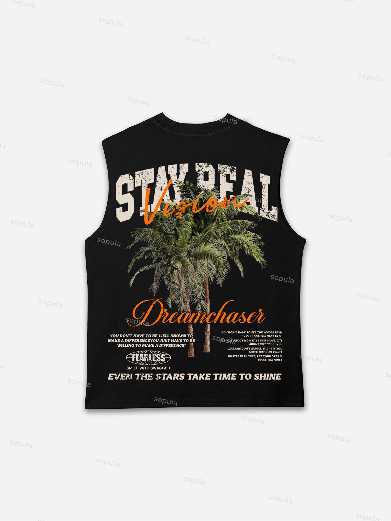 Stay Real Coconut Vacation Vintage Graphic Tank Top Product Image