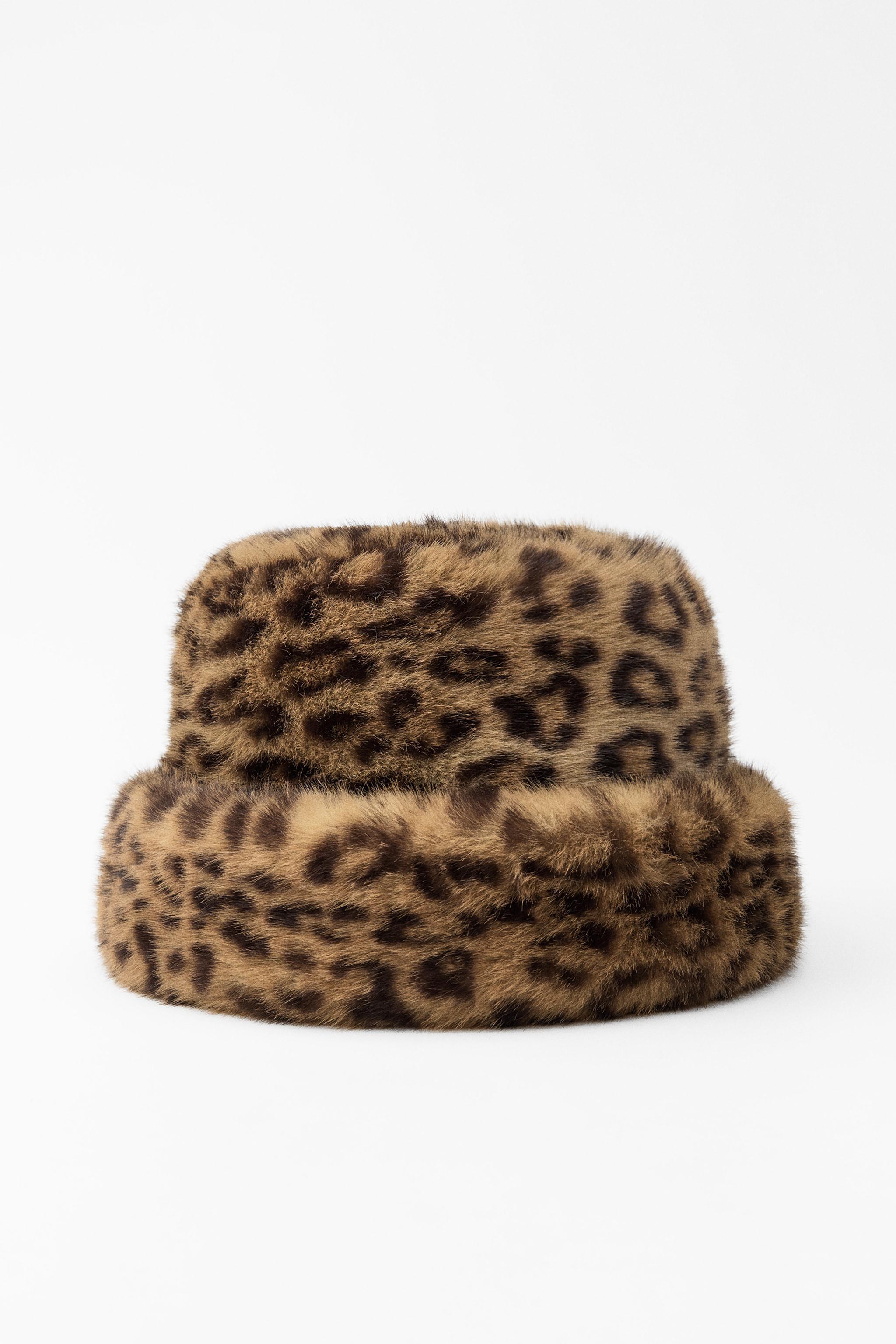 FAUX FUR ANIMAL PRINT HAT Product Image