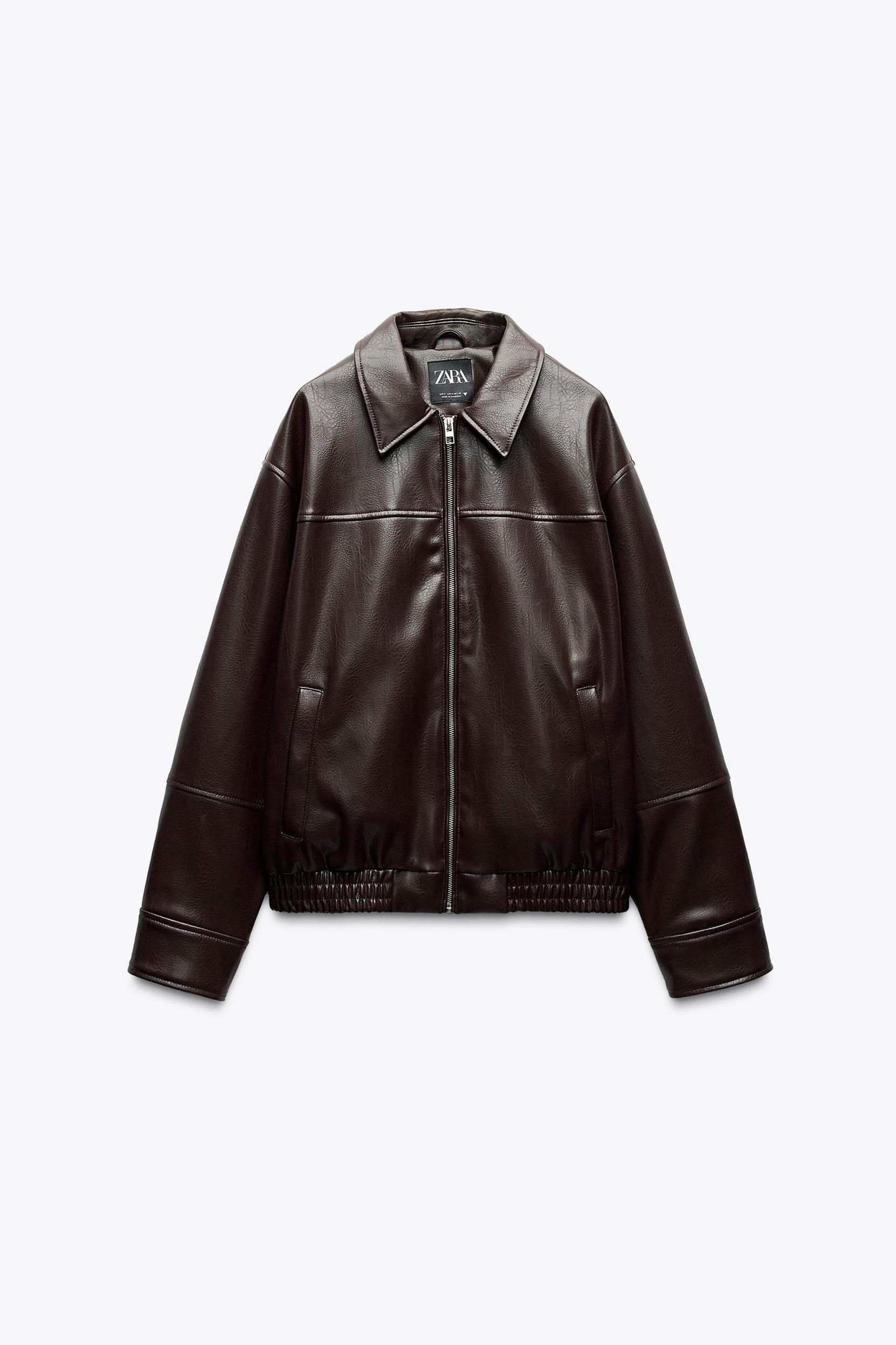 FAUX LEATHER BOMBER JACKET Product Image