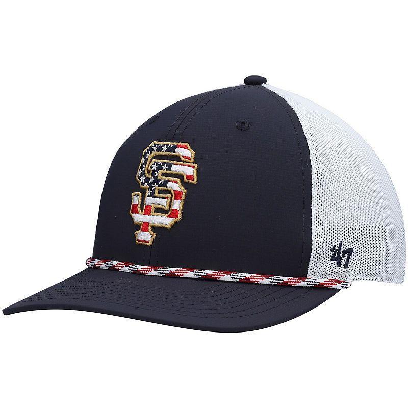 Mens 47 /White San Francisco Giants Flag Fill Trucker Snapback Hat, Blue Product Image