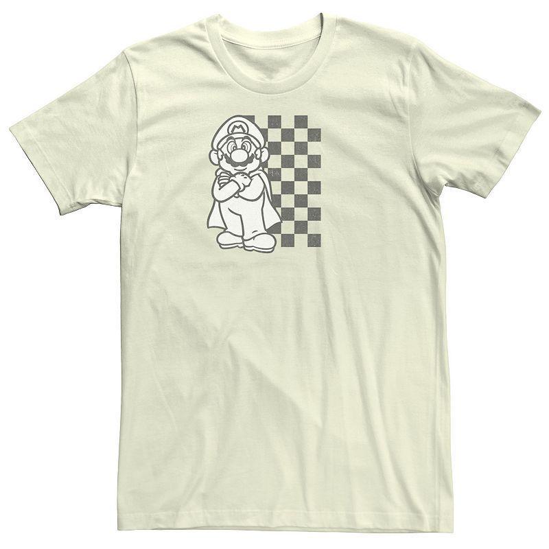 Men's Nintendo Mario Kart Checkered Backdrop Portrait Tee, Size: Medium, Natural Product Image