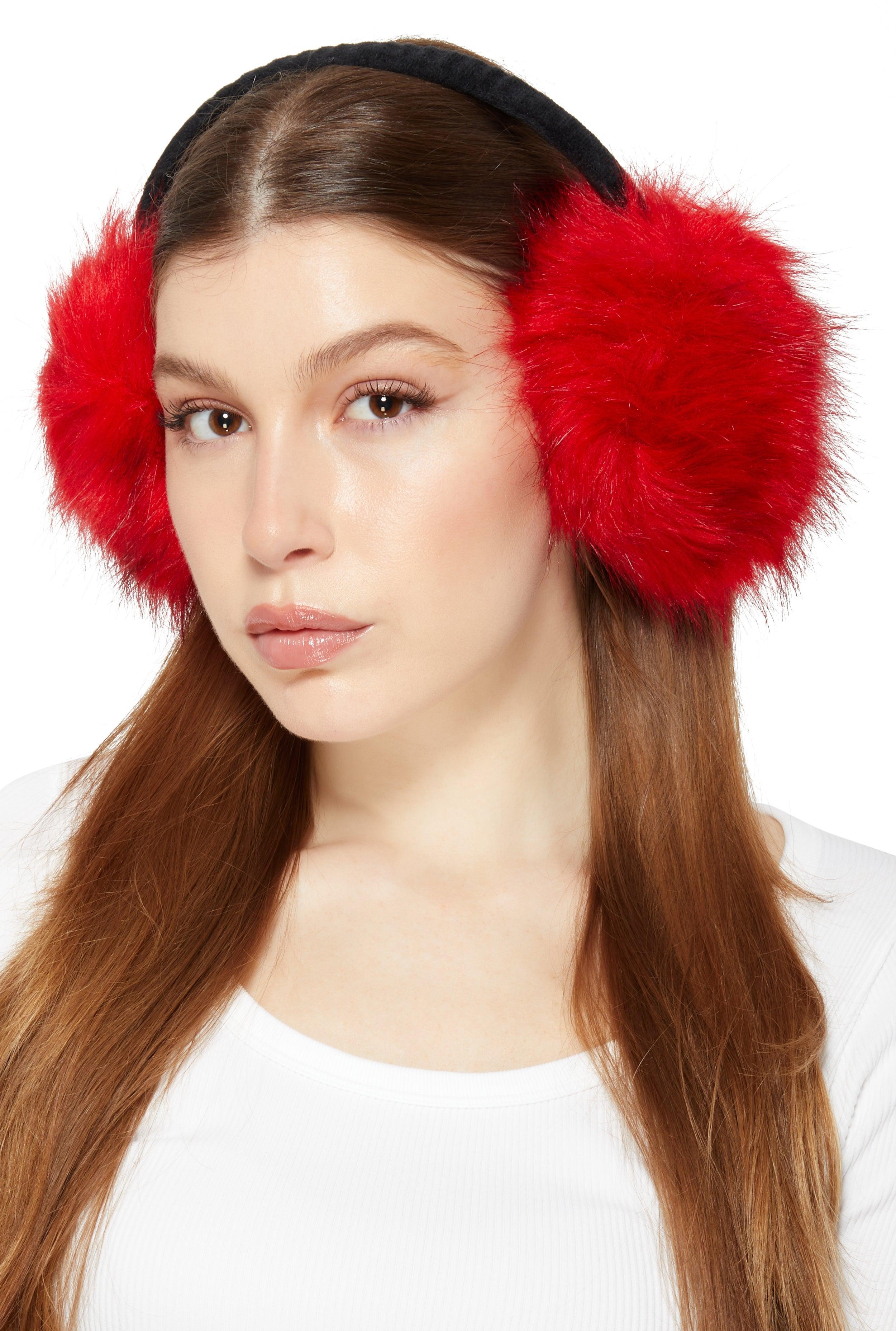 Oversized Faux Fur Earmuffs Female Product Image