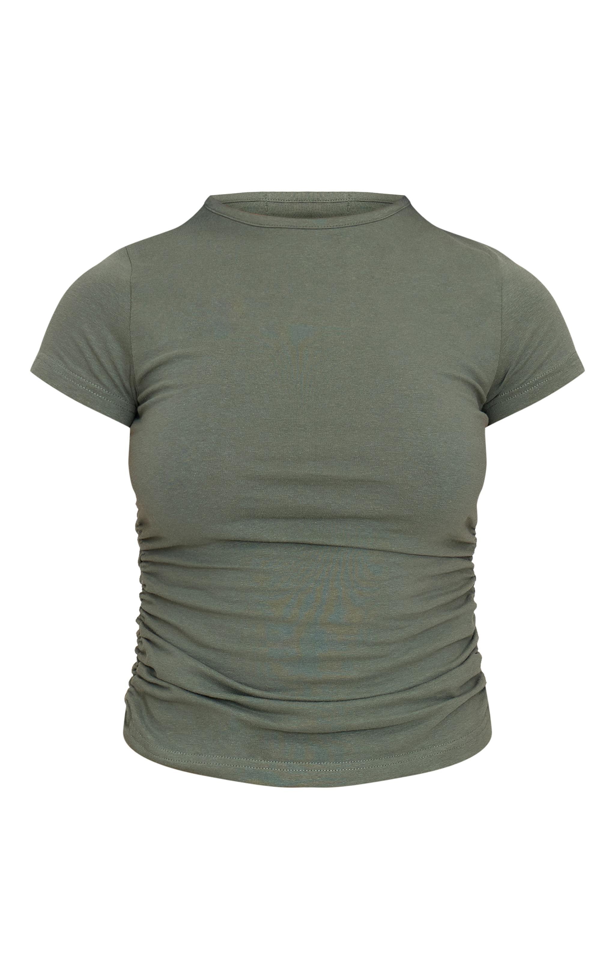 Sea Green Cotton Side Cap Sleeve Ruched Top Product Image