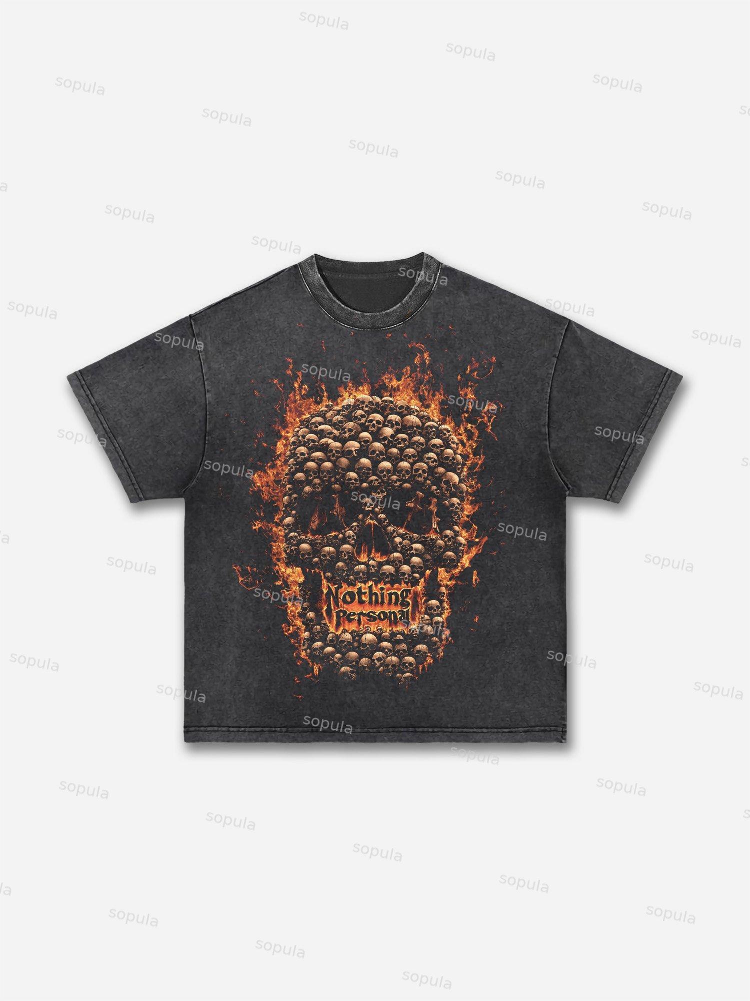 God Speed ​​skeleton Baseball Vintage Graphic Acid Wash T-shirt Product Image