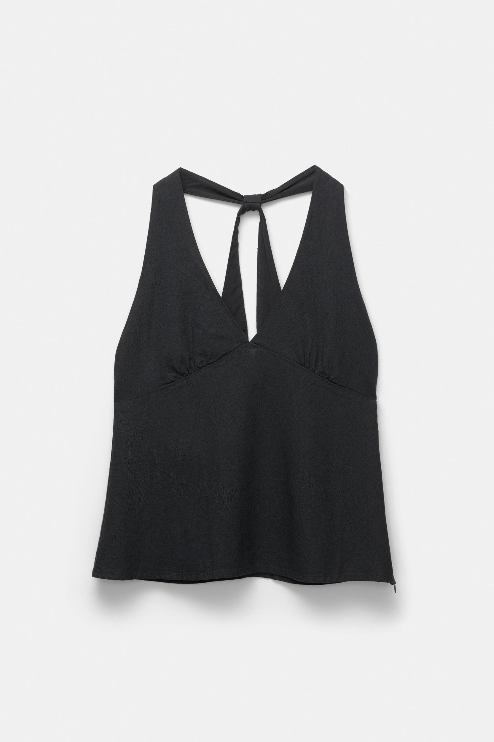 Linen blend halter top Product Image