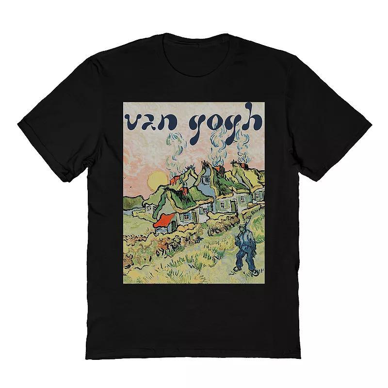 Men's Van Gogh guy with houses Tee, Size: Large, Black Product Image