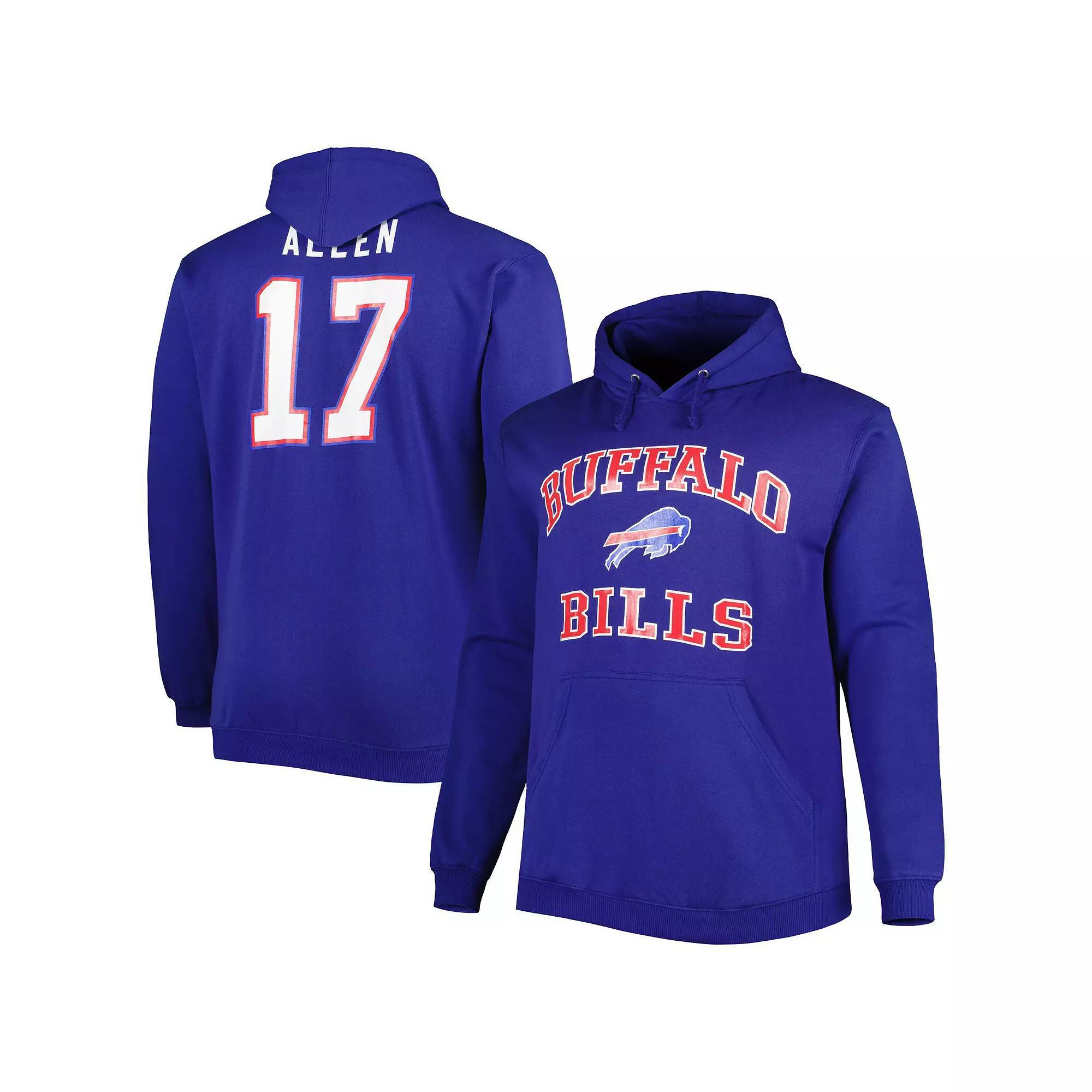 Men's Josh Allen Royal Buffalo Bills Big & Tall Fleece Name & Number Pullover Hoodie, Size: 4XLT, Blue Product Image