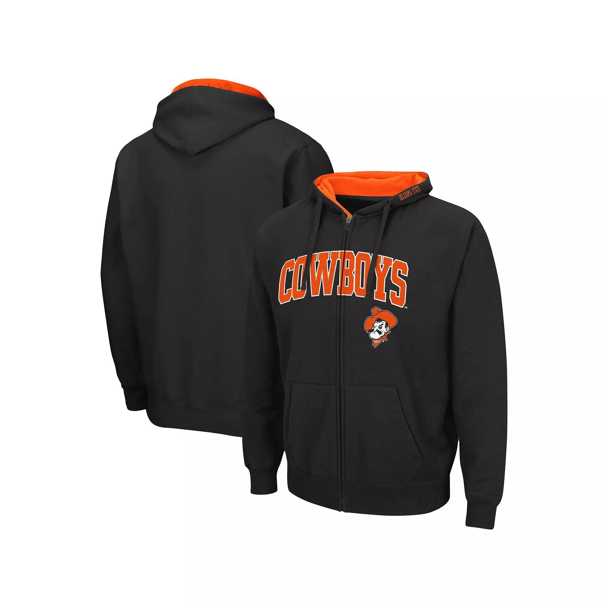 Men's Colosseum Black Oklahoma State Cowboys Arch & Logo 3.0 Full-Zip Hoodie,  Product Image