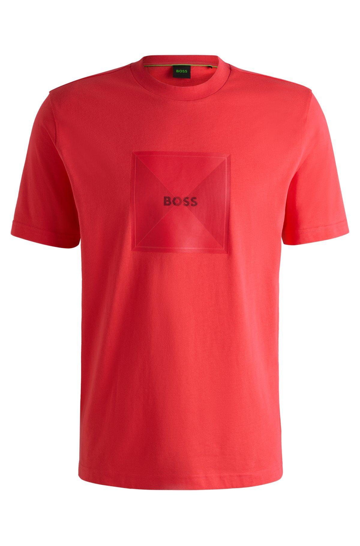 Cotton-jersey T-shirt with fineline logo artwork Product Image