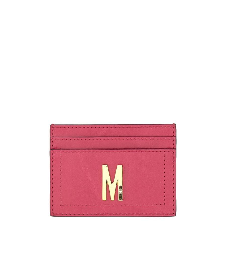 MOSCHINO Card Holder With Gold Plaque In Red Product Image