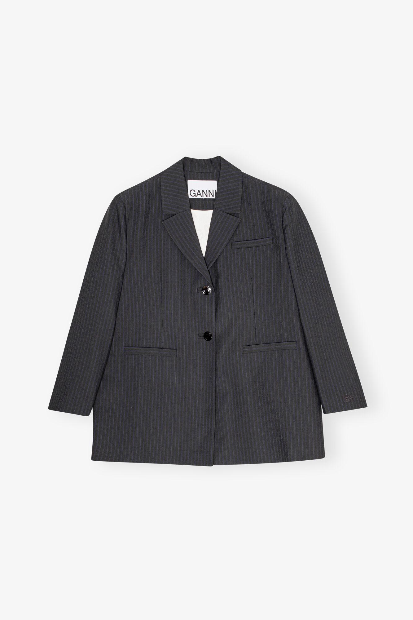 Charcoal Stripe Suiting Oversized Blazer Product Image