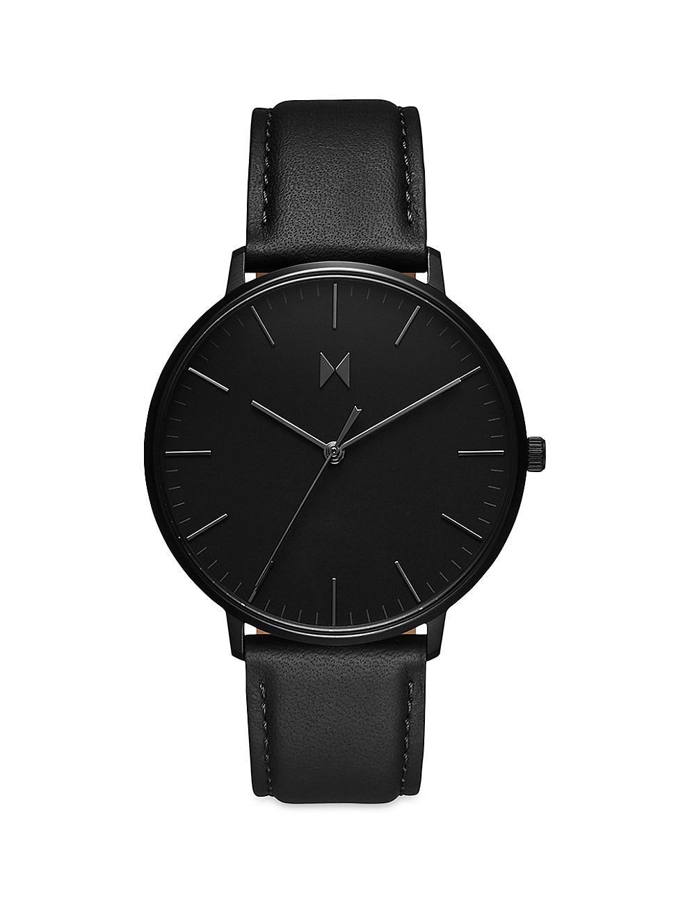 MVMT Mens Legacy Slim Panther Black Leather Strap Watch Product Image