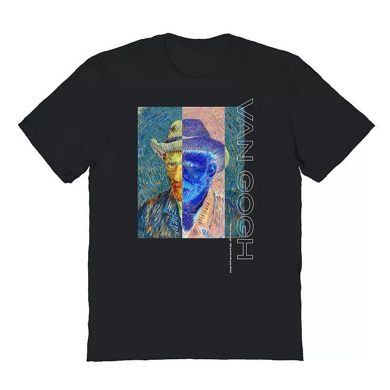 Men's apoh - Van Gogh Grey Felt Hat Graphic Tee, Size: Large, Black Product Image