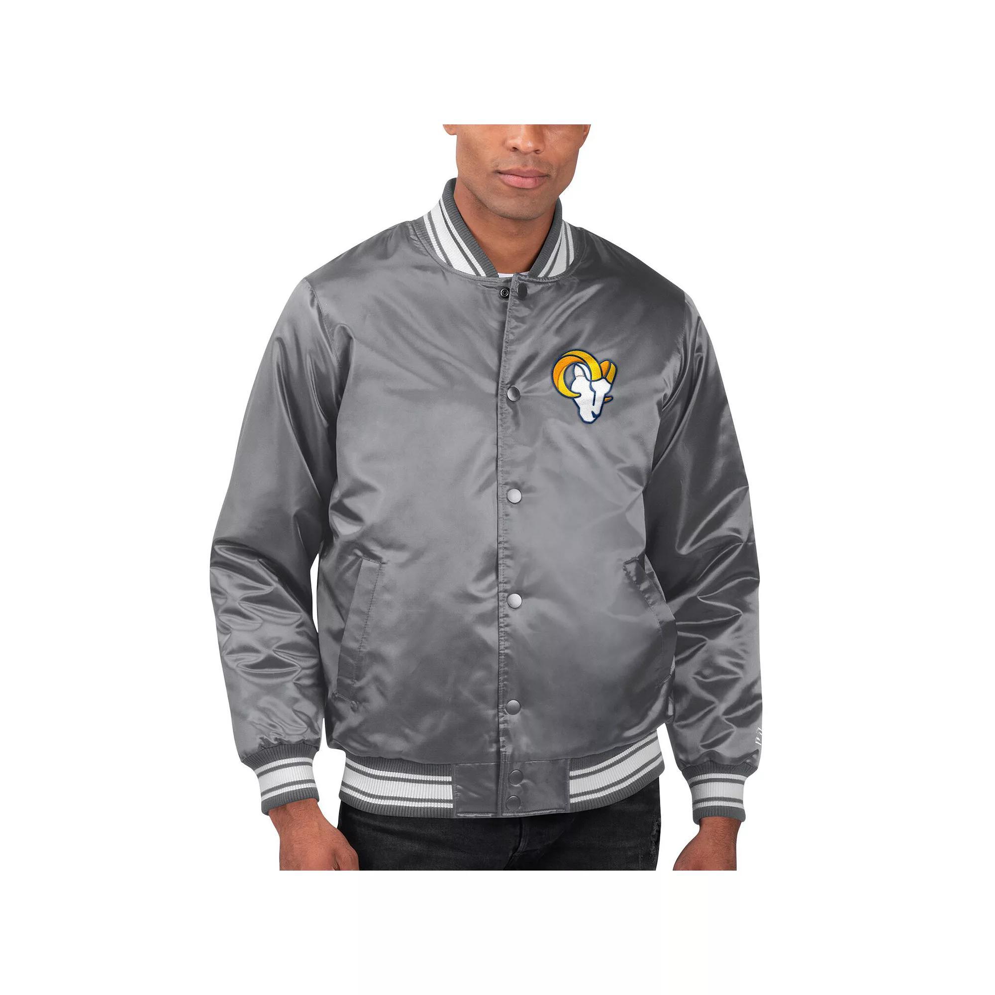 Men's Starter Gray Los Angeles Chargers Locker Room Satin Varsity Full-Snap Jacket,  Product Image