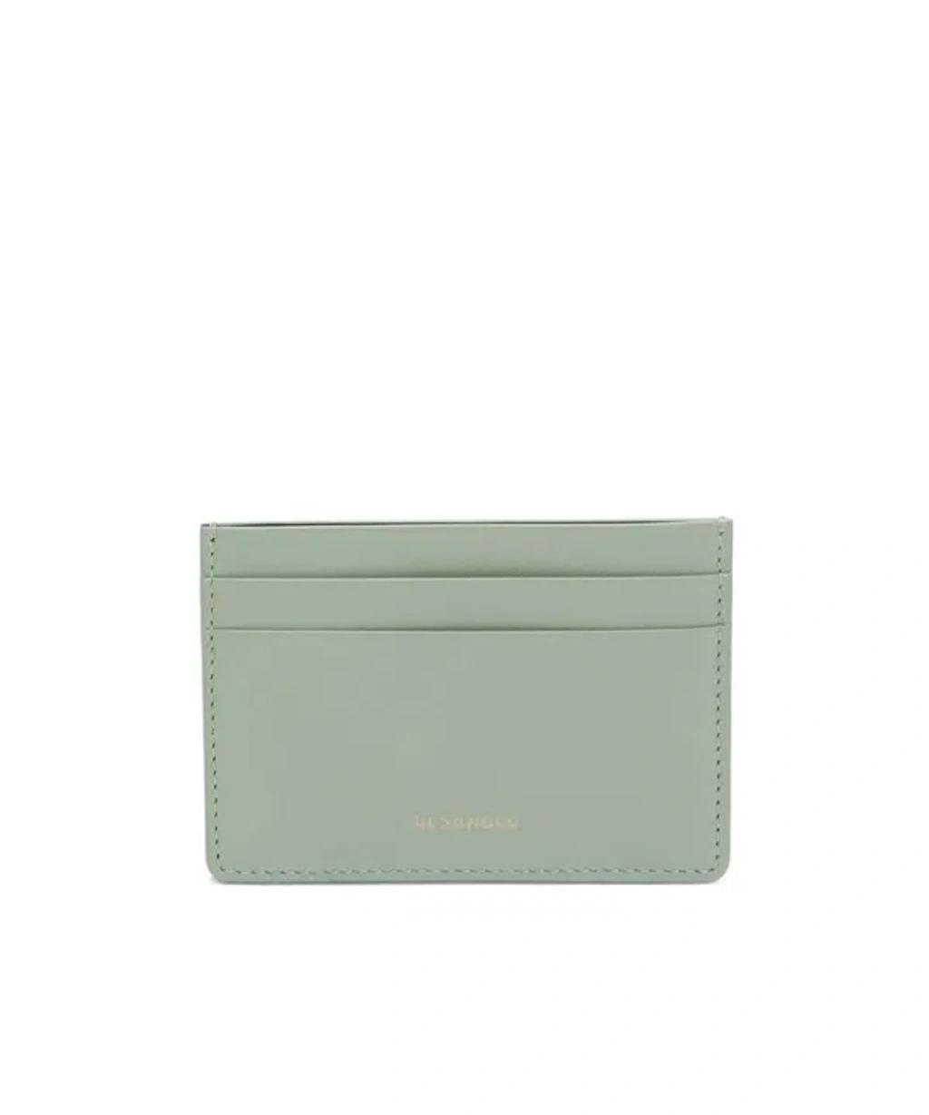 JIL SANDER Leather Card Holder In Gray Product Image