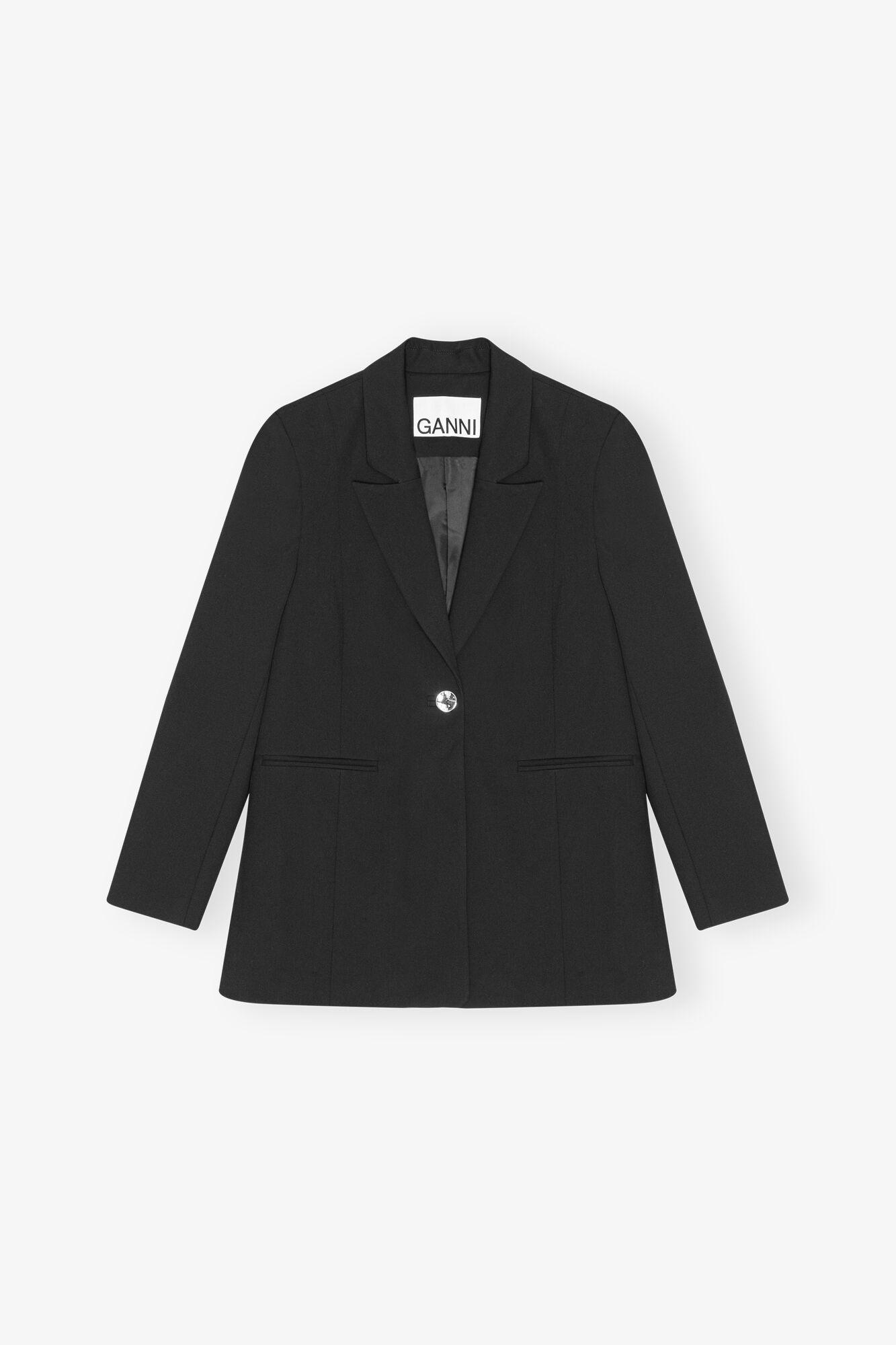 Black Solid Twill Suiting Blazer Product Image