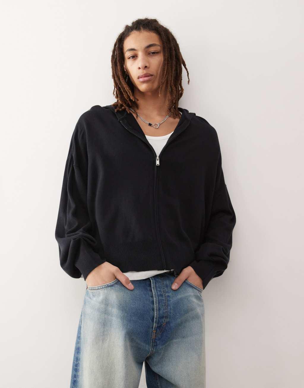 COLLUSION knitted oversized hoodie in Navy Product Image