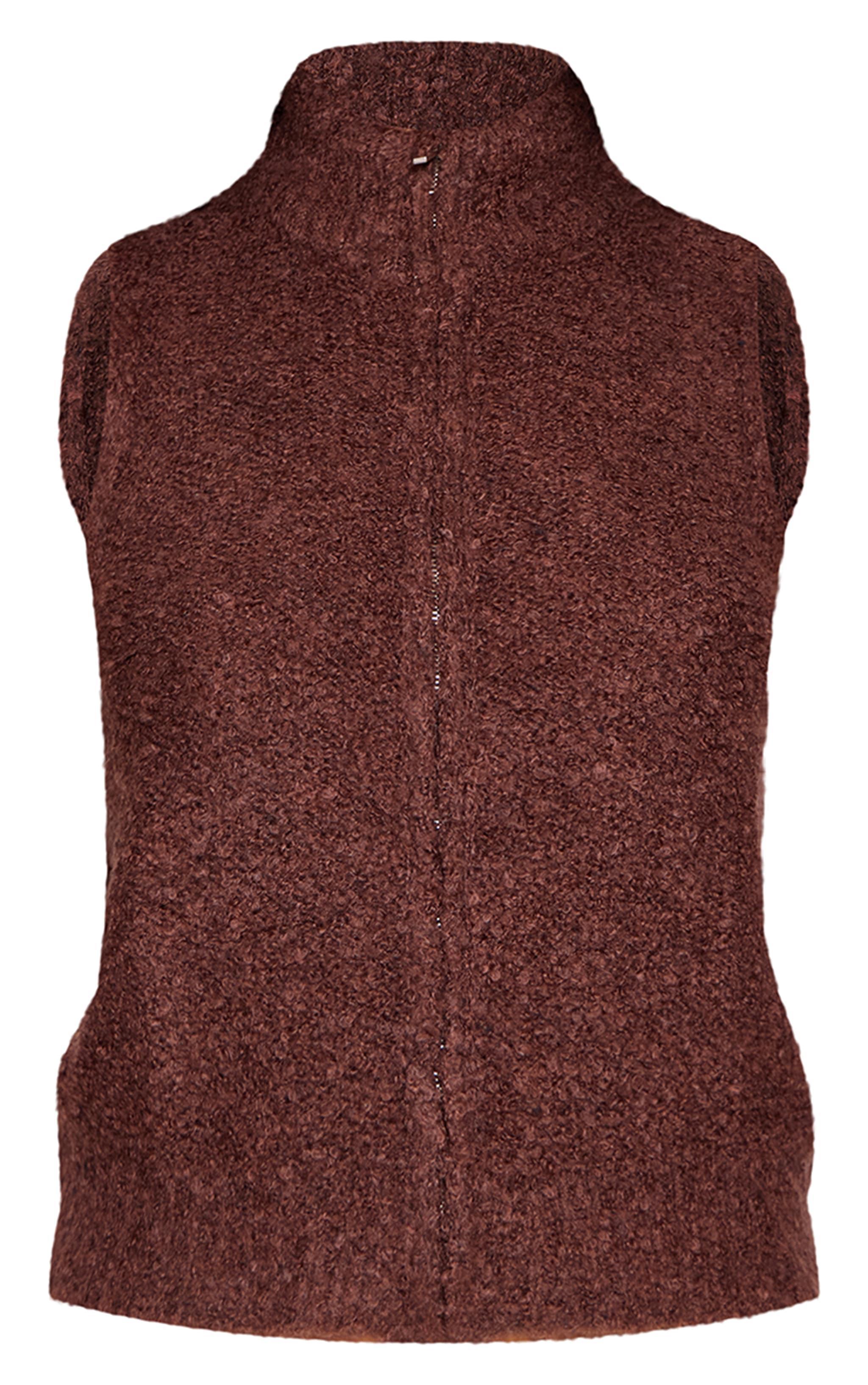 Chocolate Textured Bobble Knit Zip Up Vest Product Image