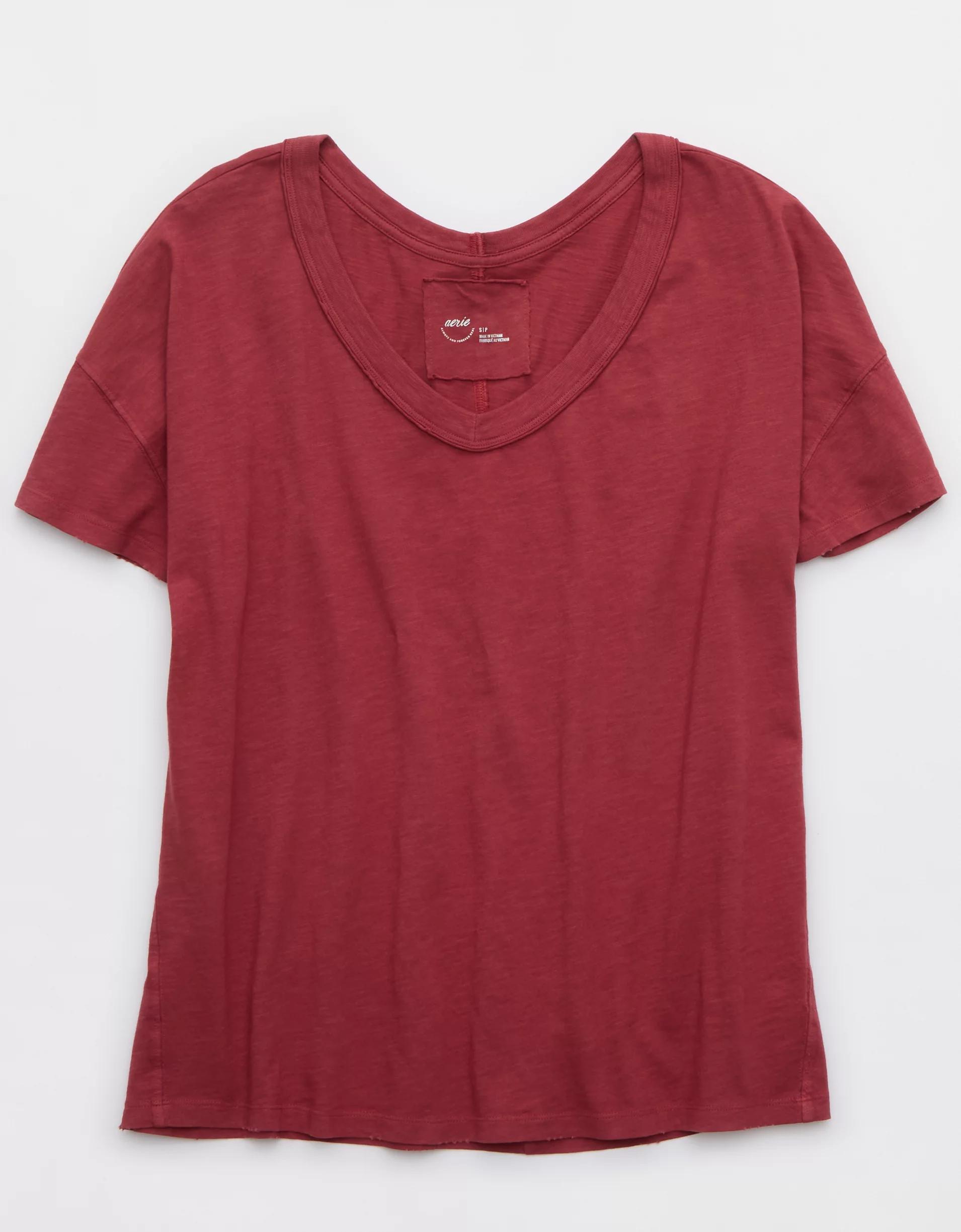 Aerie Oversized V-Neck Boyfriend T-Shirt Product Image