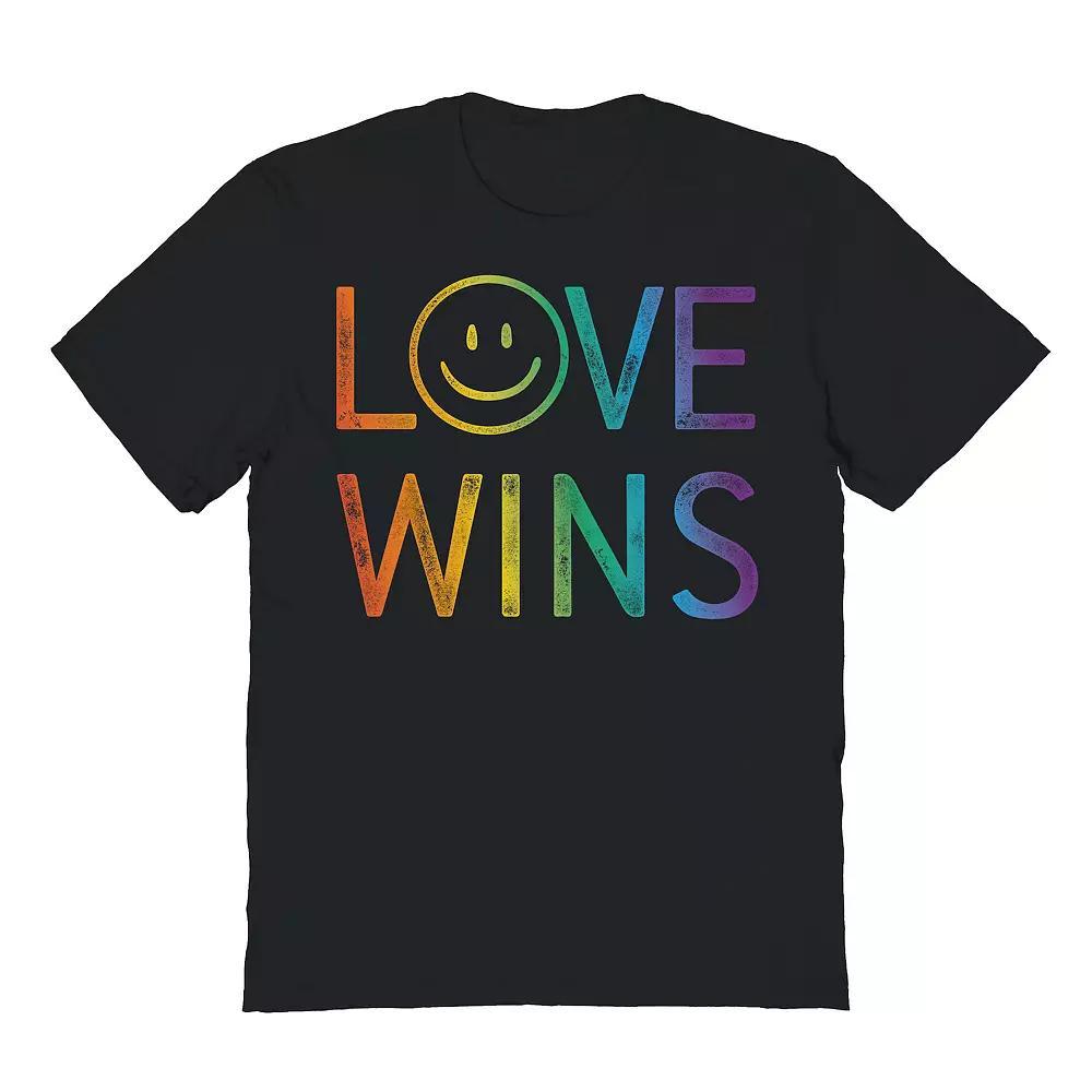 Men's COLAB89 by Threadless Smiley Love Wins Pride Graphic Tee, Size: XXL, Black Product Image