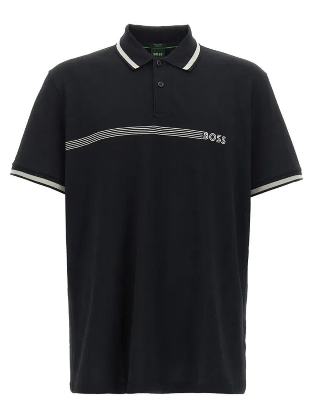 HUGO BOSS Logo-print Cotton Polo Shirt In Black Product Image