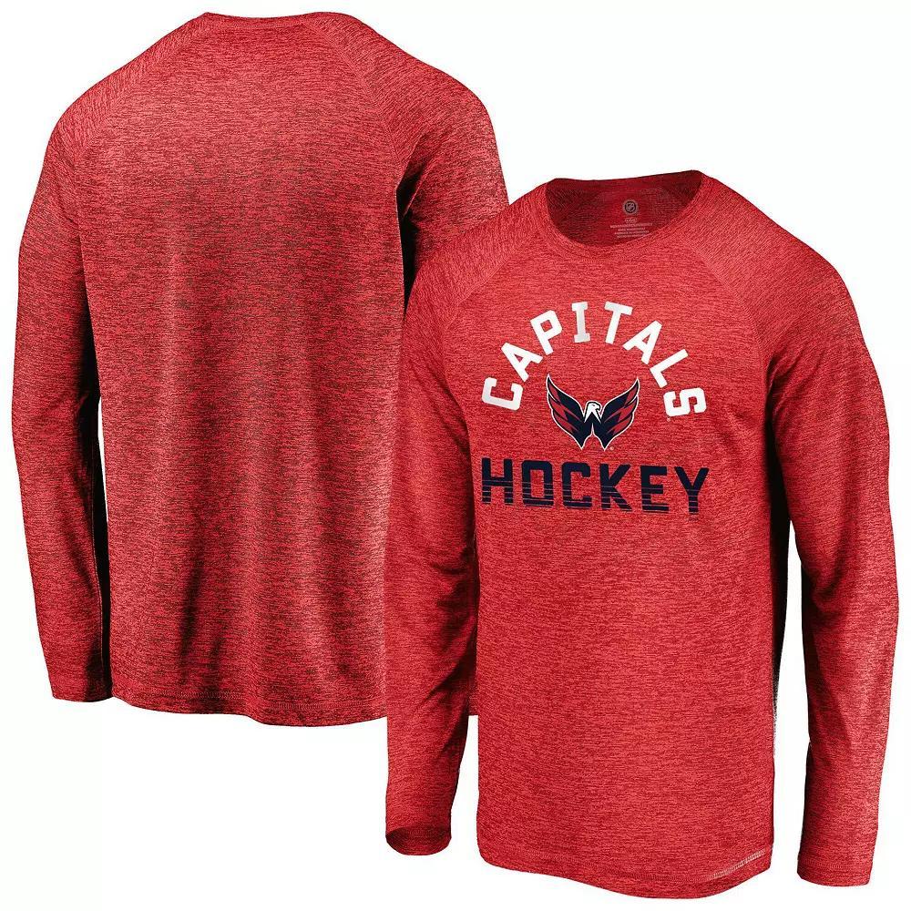 Men's Fanatics Athletic Red Washington Capitals Iconic Striated Breezer Raglan Long Sleeve T-Shirt, Size: 2XL, Team Product Image