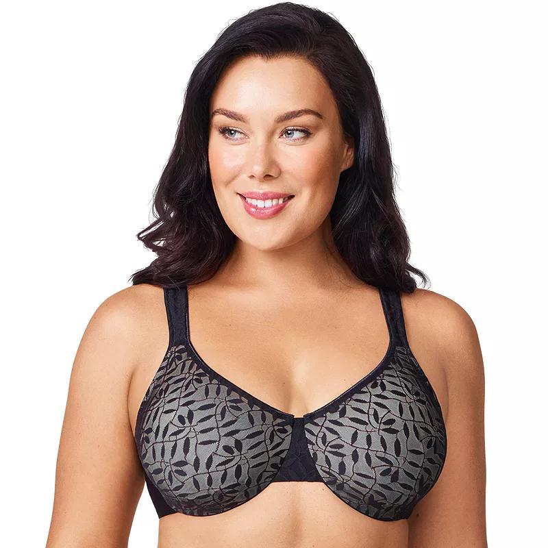 Olga® by Warner's® Sheer Leaves Lace Full-Figure Full-Coverage Minimizer Bra 35519, Women's, Size: 38 Dd, Black And Gray Product Image