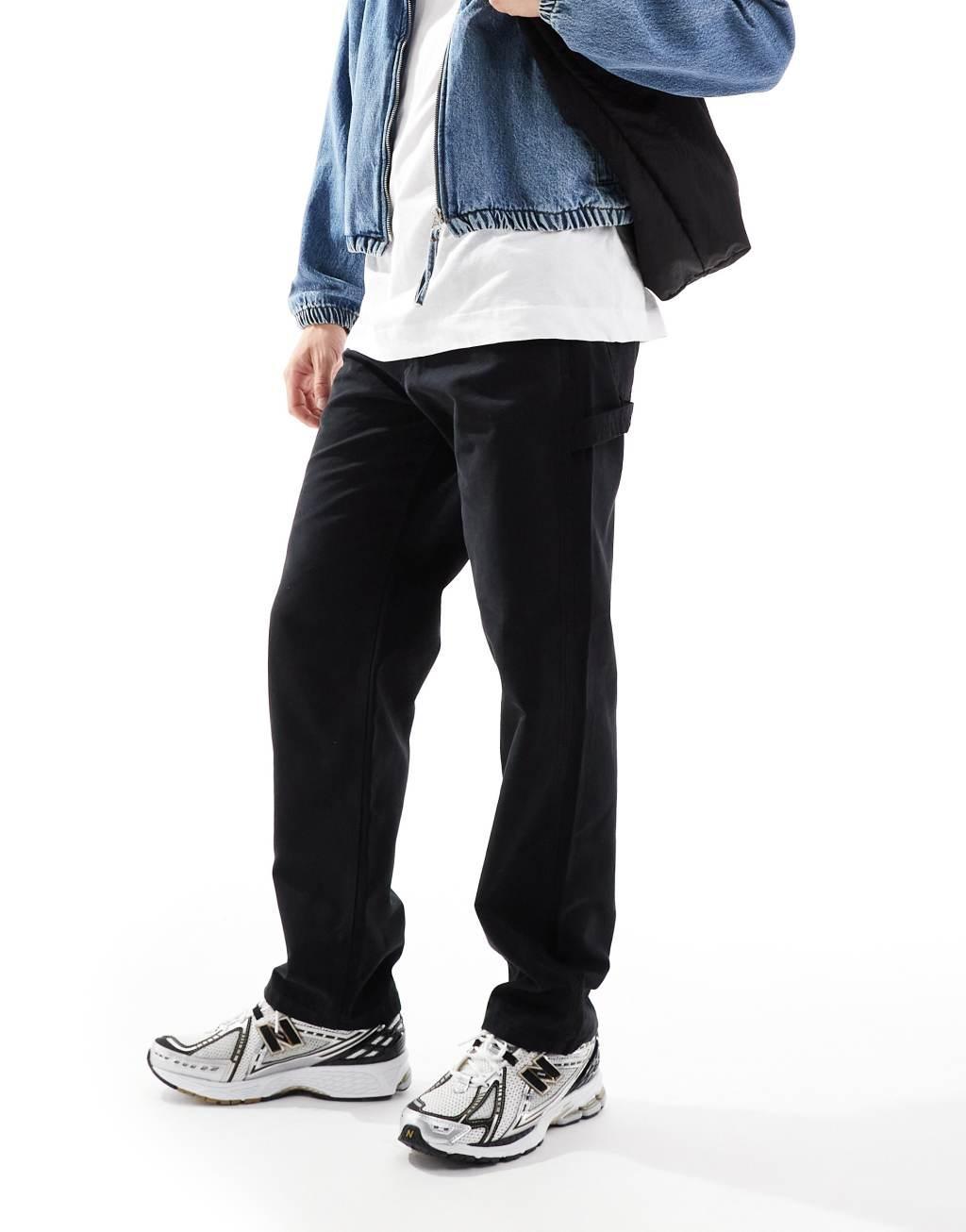 Jack & Jones wide fit carpenter pants in black  Product Image