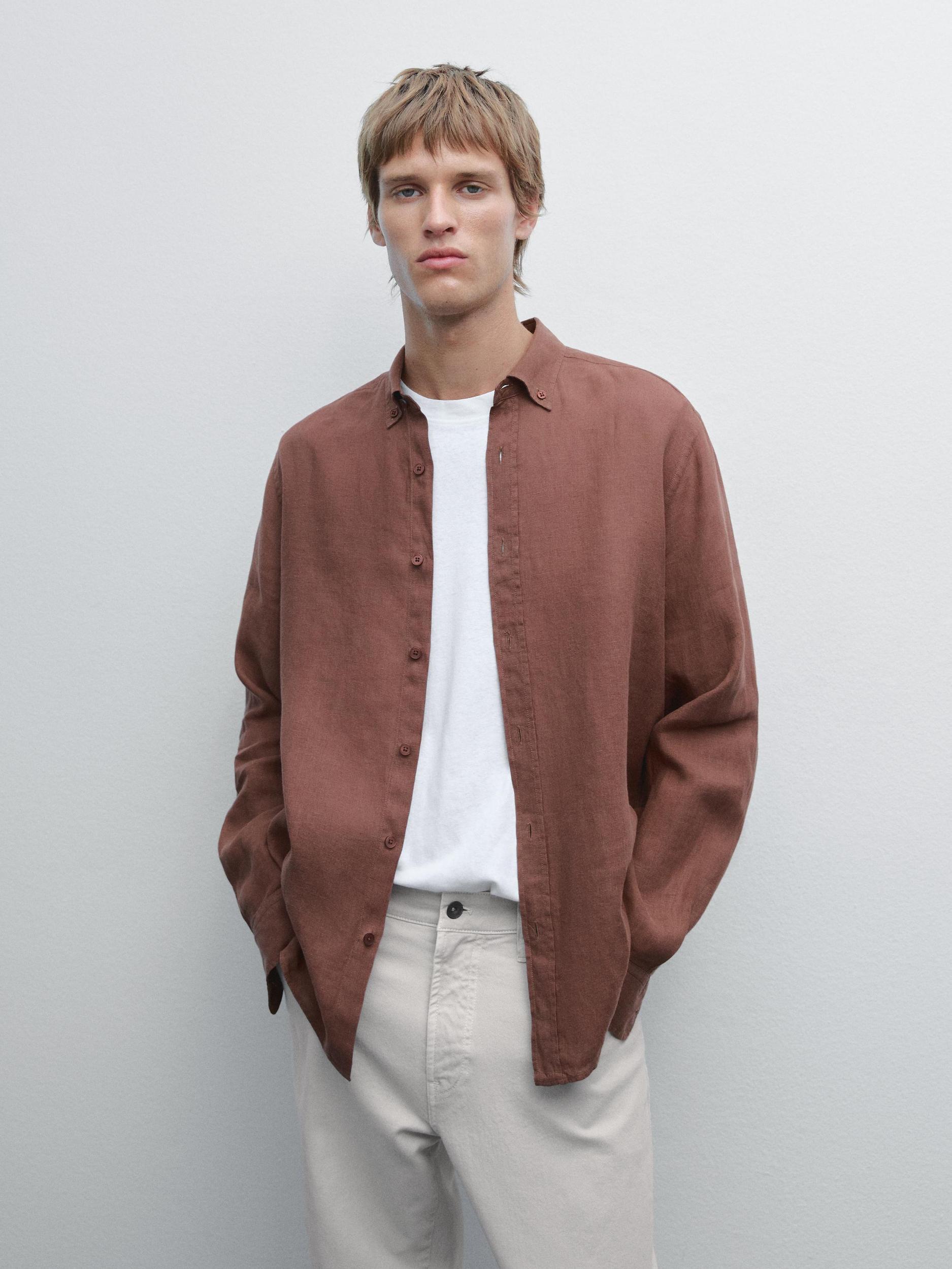 100% linen regular fit shirt Product Image